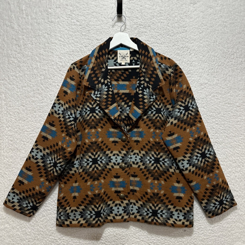 Cotton & Rye‎ Outfitters Aztec Western Geometric Blazer Jacket Brown Size L